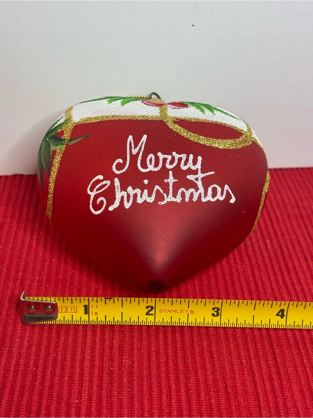 Pier1 Heart-Shaped Red Merry Christmas Ornament. 2015